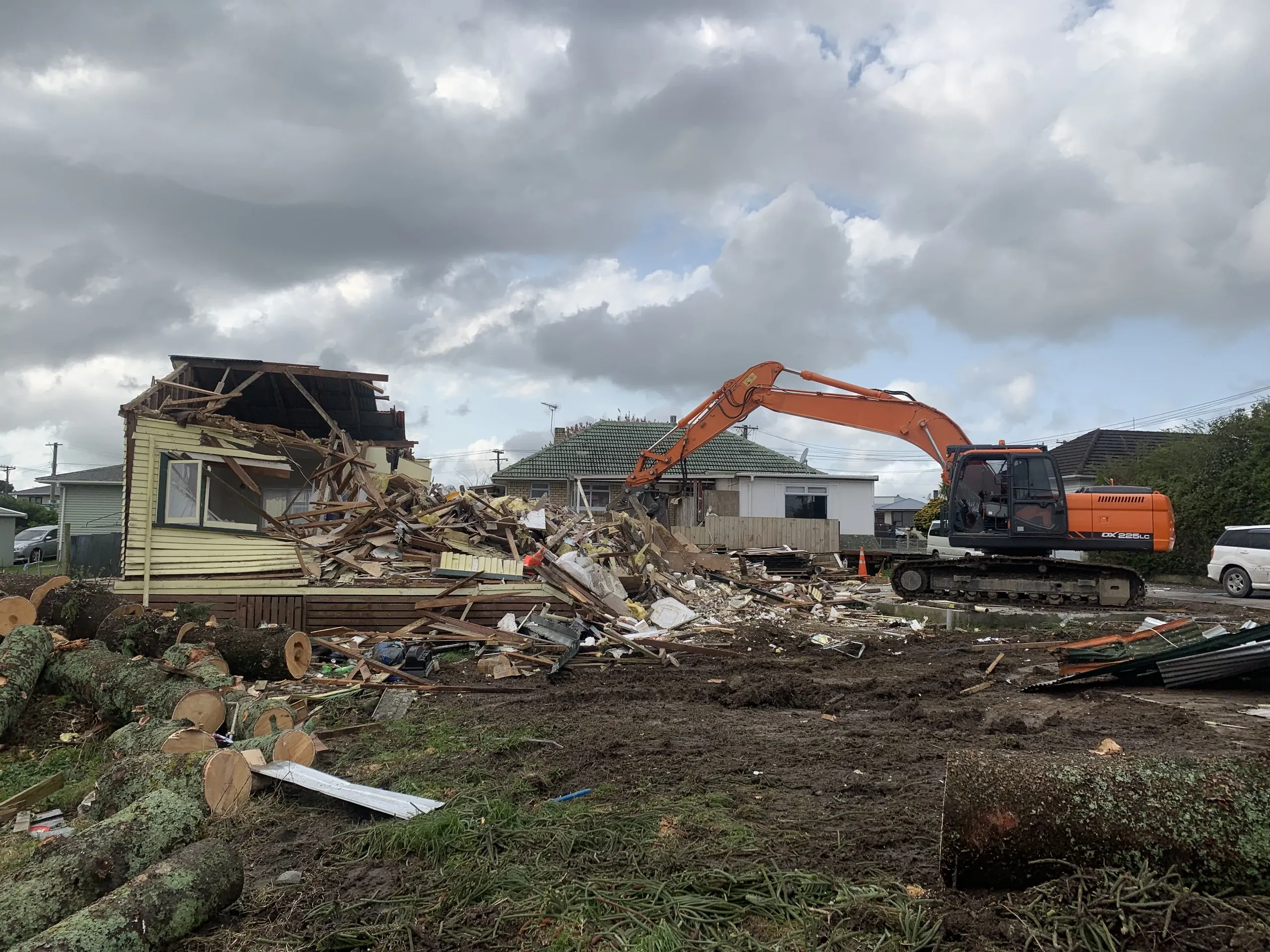 Structure being demolished and cleared ahead of the earthworks that follow